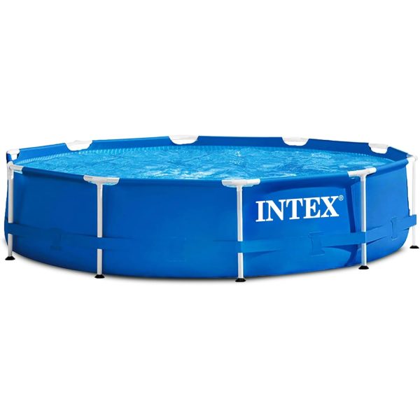 Intex 28200EH 10 Foot x 30 Inch 4 Person Outdoor Metal Frame Above Ground Round Swimming Pool with Easy Set-Up (Pump Included)